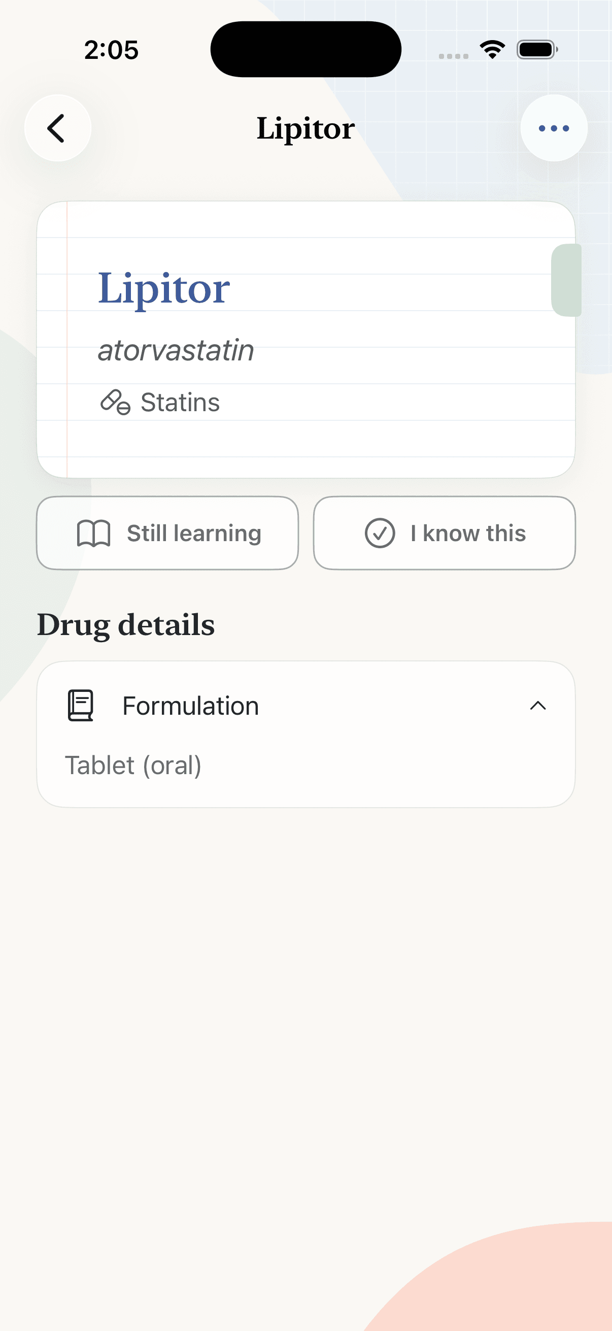 RxRecall drug detail screen for Lipitor and atorvastatin